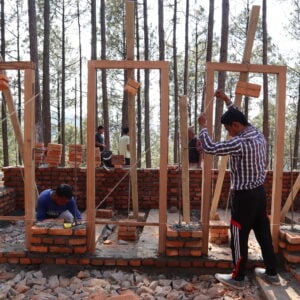 #4.Village building team local method for door frame installation